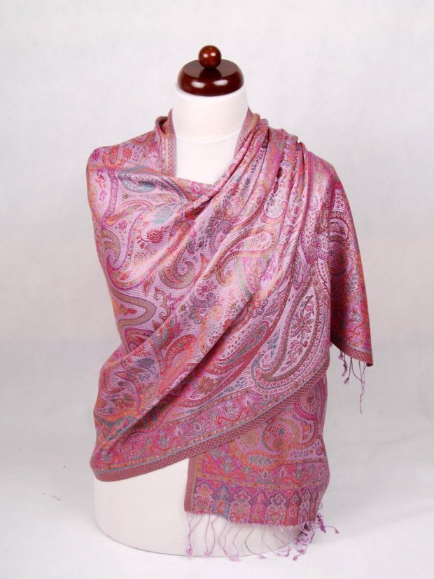 Seidenschal Super groß helllila mit Magenta