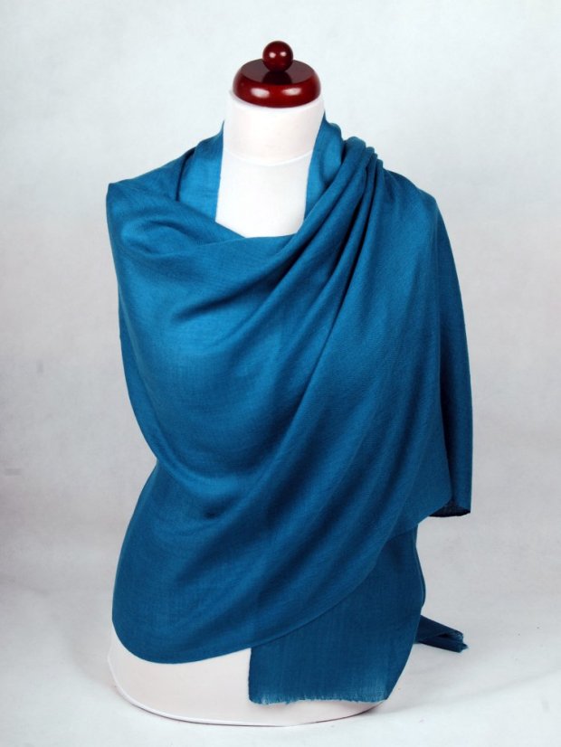 Pashmina-Wollschal Self türkisblau