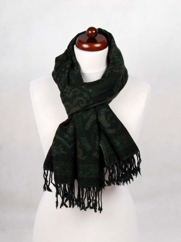 Schal aus Merinowolle dunkelgrün