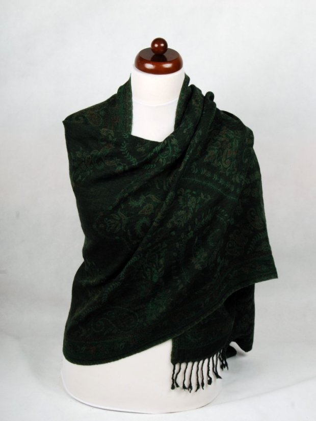 Šál z merino vlny tmavozelený