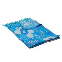 Šála z merino vlny tyrkysovo-smetanová s tmavě modrou