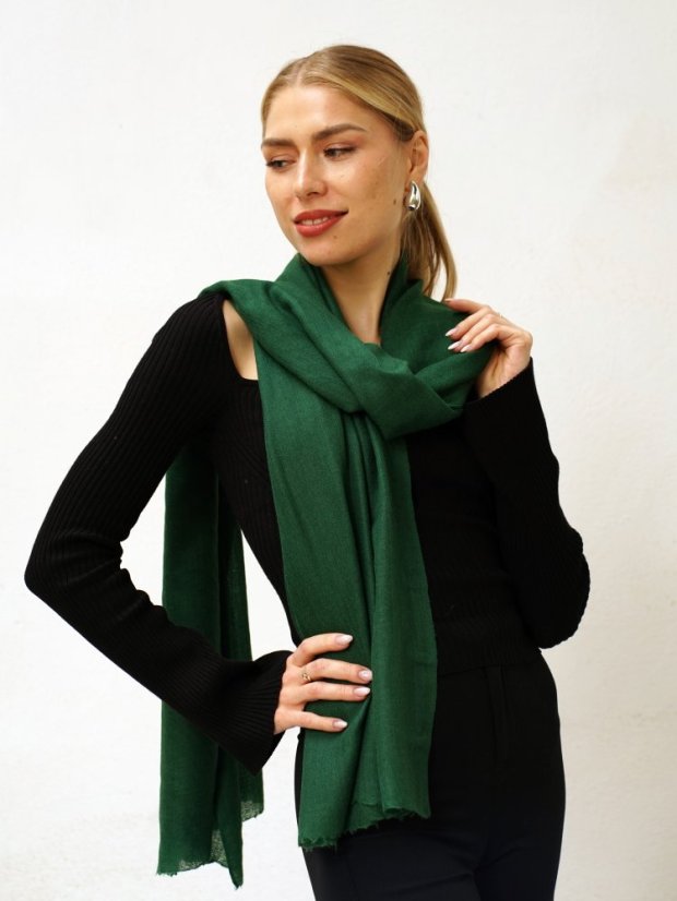 Pashmina-Wollschal Self dunkelgrün