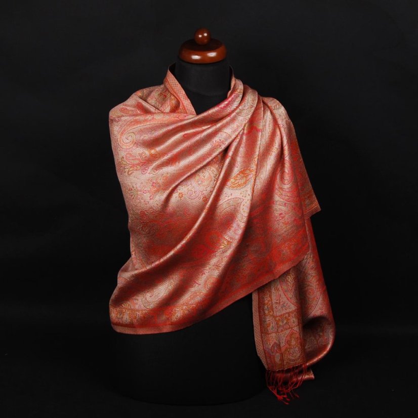 Seidenschal Super groß Kalsang hellrot