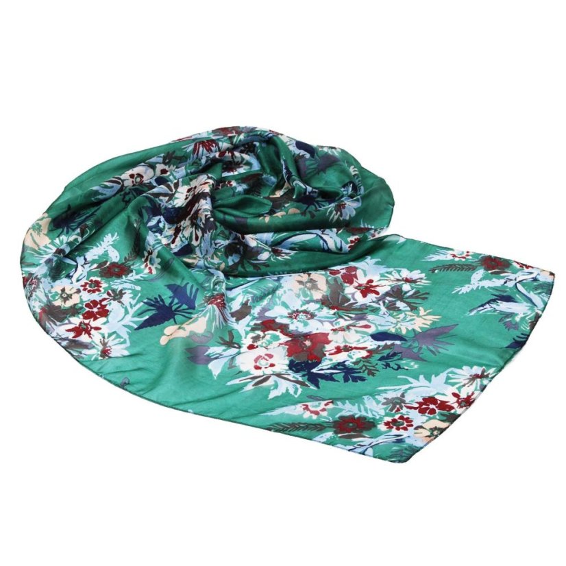 Hedvábná šála s potiskem zelená