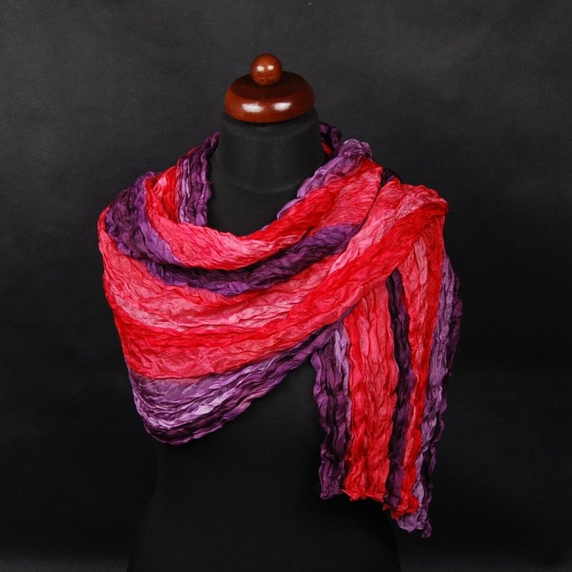 Seiden-Knitterschal dunkellila-rot