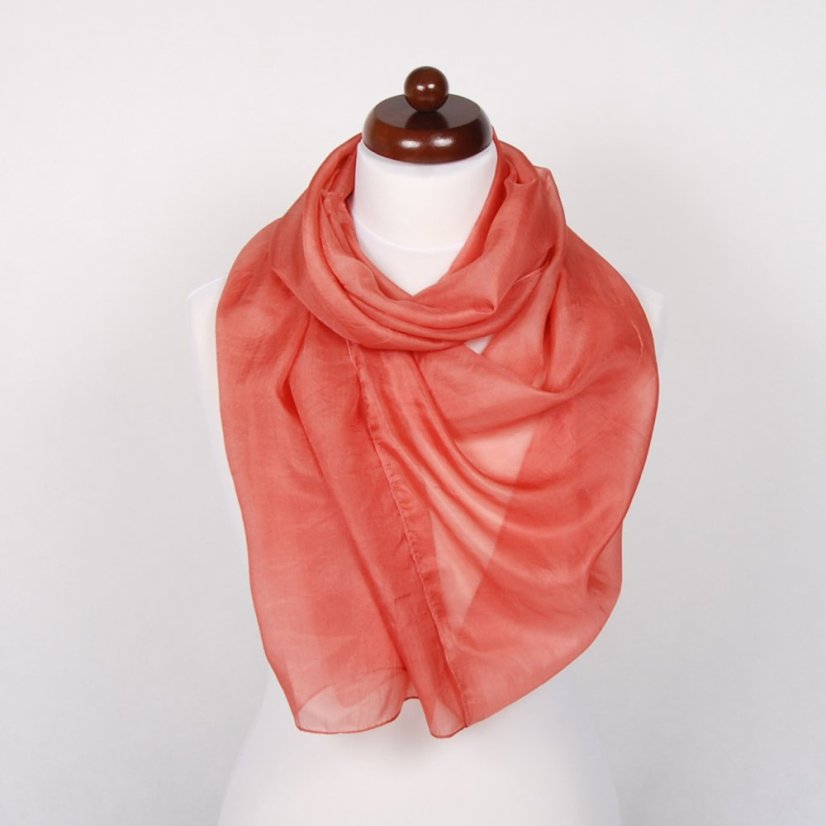 Hodvábny šál jednofarebný ružový s jemným nádychom do hnedej farby