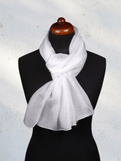 Hedvábná šála jednobarevná bílá