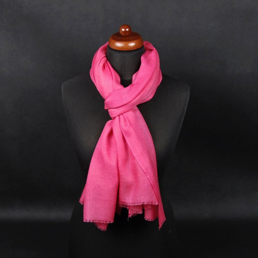 Kašmírská vlněná pašmína Self tmavě růžová