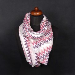 Schal aus Bio-Baumwolle weiß-dunkelrosa mit Dunkellila