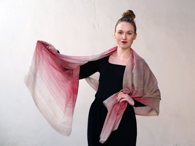 Kaschmirische Pashmina exklusiv mit Dunkelrosa