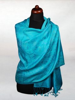 Hodvábny šál Super veľký tyrkysový