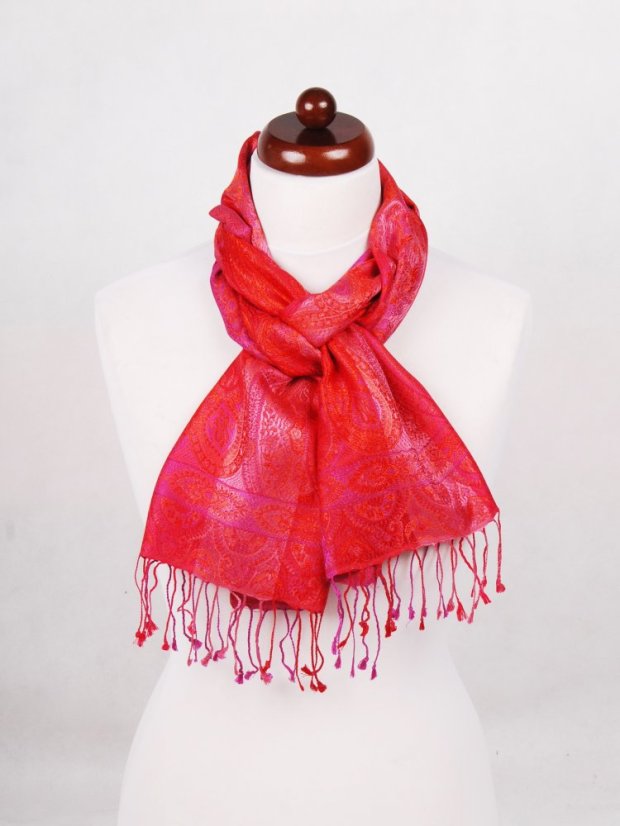 Hedvábná šála Super červeno-růžová