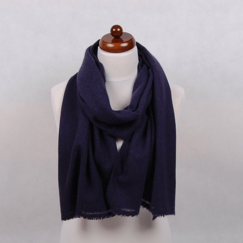 100% kašmírová šála exclusive střední tmavě modrá s fialovým nádechem