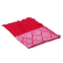 Kašmírsky vlnený šál Jate M tmavoružový so svetloružovou