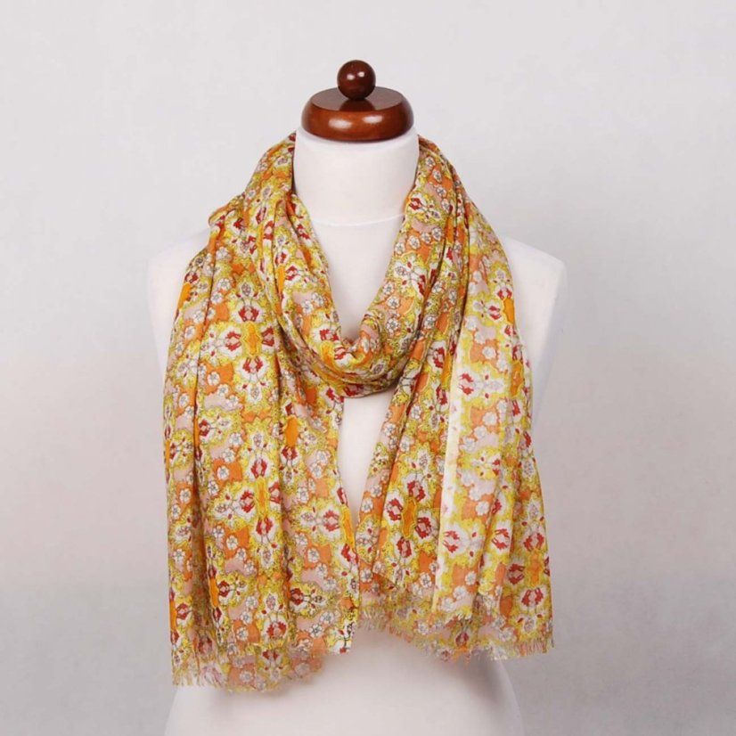Schal aus Viskose dünn orange-gelb