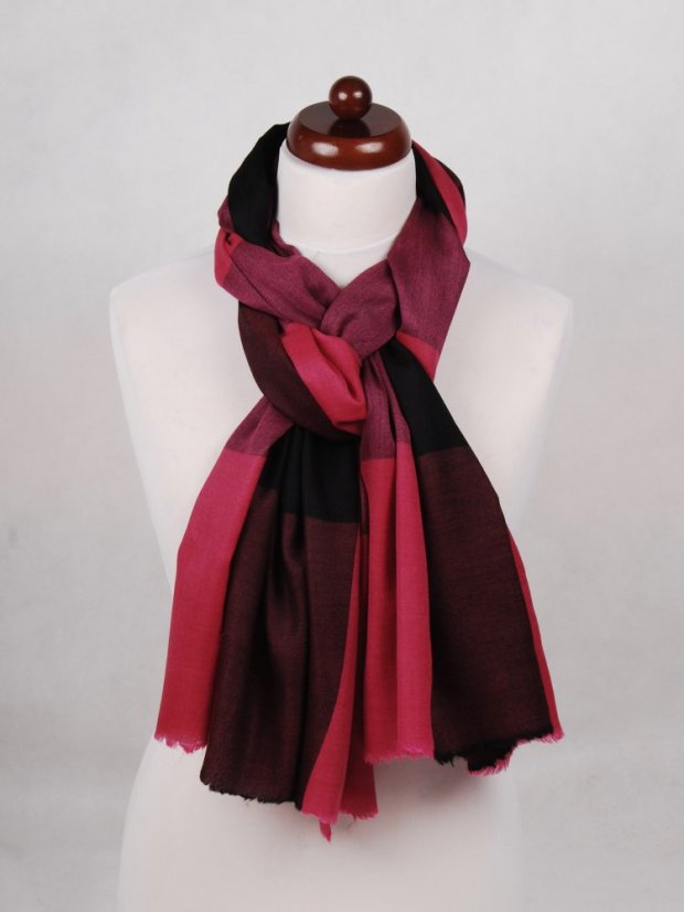 Kaschmirische Pashmina exklusiv kariert dunkelrosa-schwarz