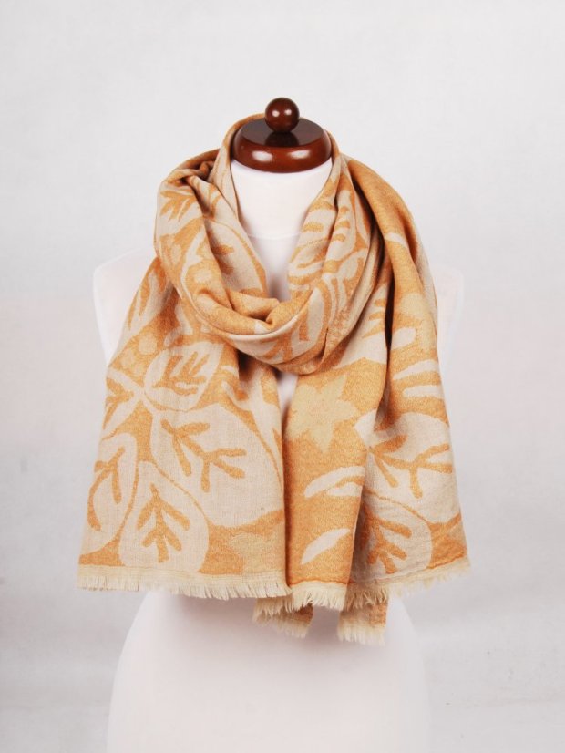 Schal aus Merinowolle orange-beige