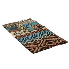 Šál z viskózy viacfarebný s hnedou a svetlotyrkysovou farbou