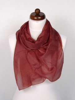 Hedvábná šála jednobarevná červenohnědá