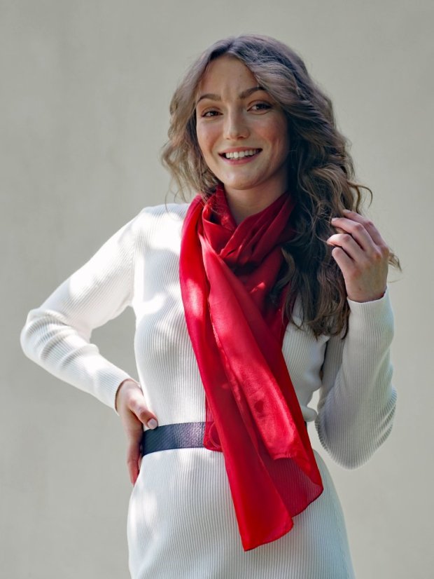 Seidenschal einfarbig rot