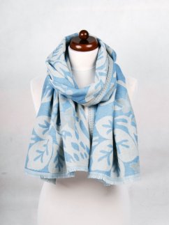 Šál z merino vlny svetlomodro-smotanový