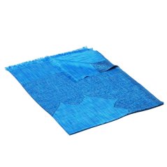 Šál z viskózy a hodvábu s ornamentmi Tsewang svetlomodrý s čiernou farbou