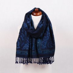 Šála z merino vlny Drolma tmavě modrá