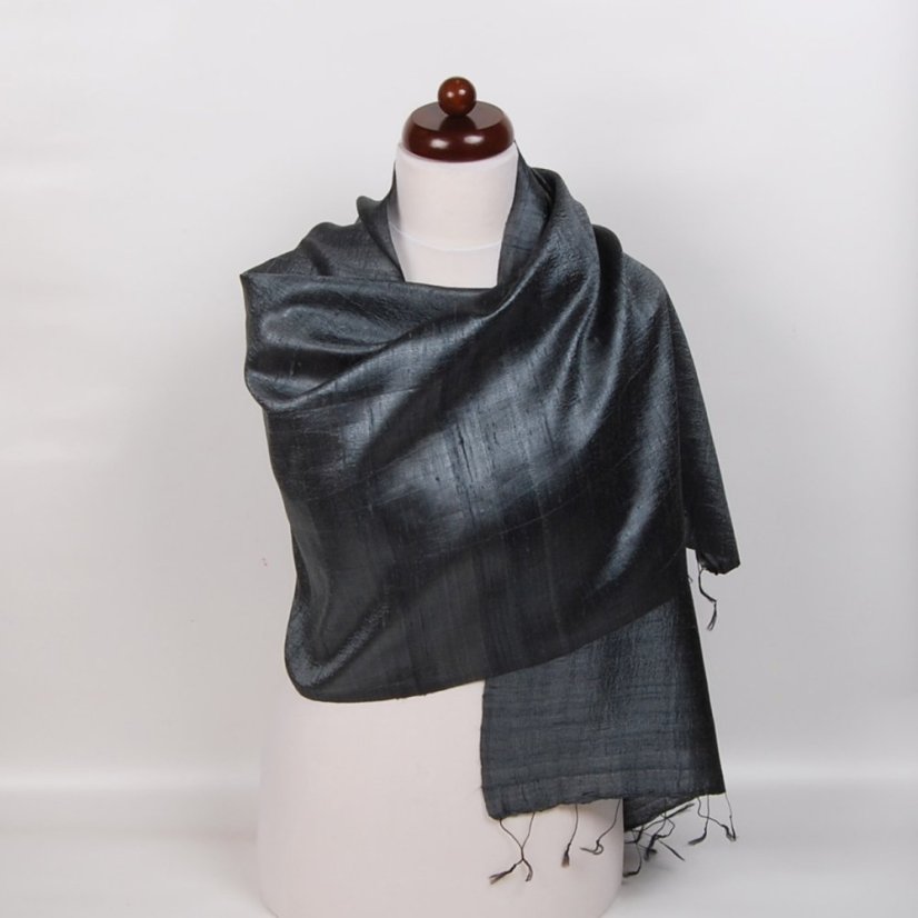 Schal aus Rohseide dunkelgrau