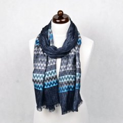 Šála z viskózy a hedvábí s pruhy tmavě šedá s šedou