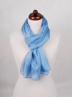 Hedvábná šála jednobarevná světle šedomodrá