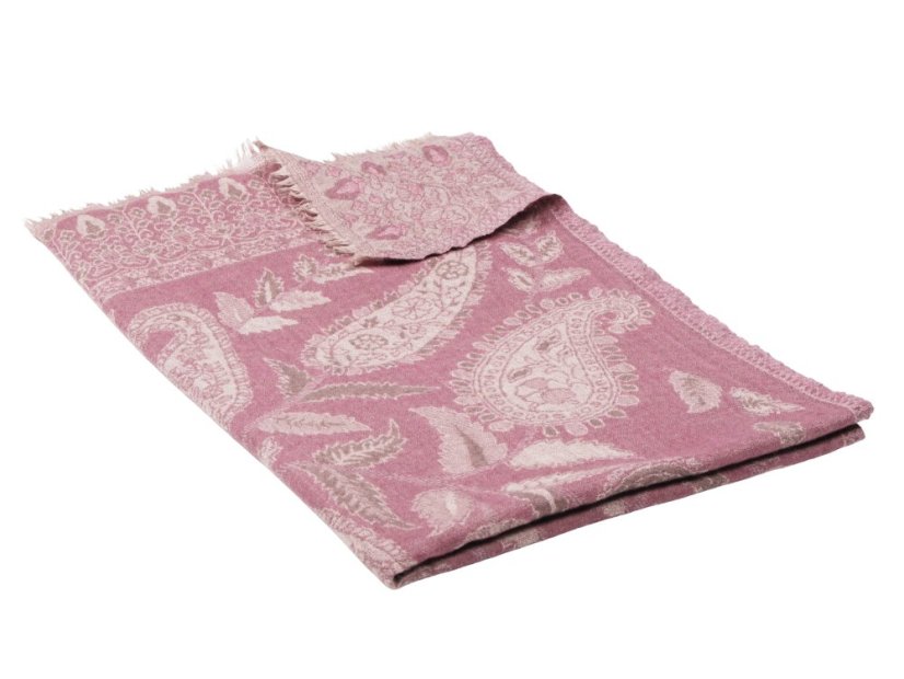 Šála z merino vlny světle růžová s šedou