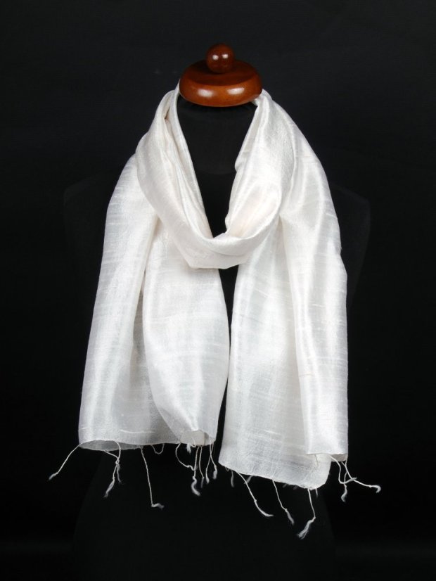 Schal aus Rohseide cremefarben