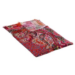 Šála z viskózy a hedvábí s potiskem s tmavě růžovou a oranžovou