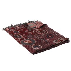 Šála z merino vlny s vyšíváním Ornament bordó s šedou