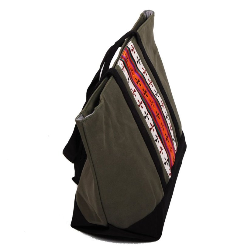 Tibetische Handtasche Shopper Thogme Druk graugrün