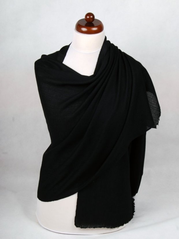 Kašmírská vlněná pašmína Self černá