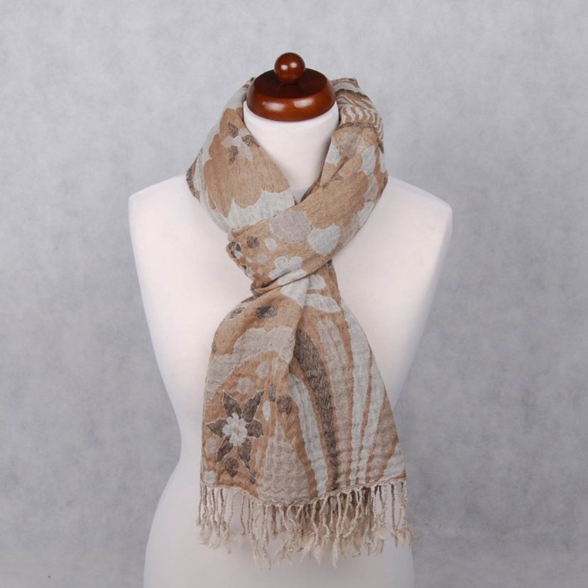 Šála z merino vlny Tsering šedohnědá