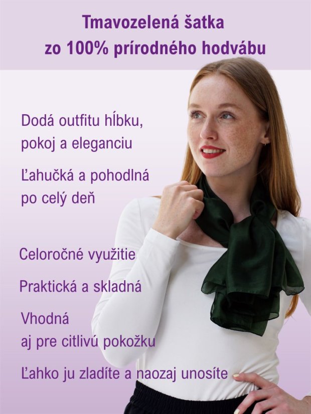 Hodvábna šatka jednofarebná tmavozelená