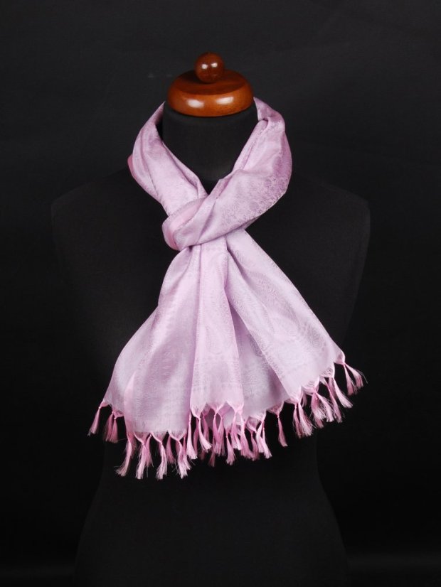 Seidenschal aus Varanasi hellrosa-hellgrau