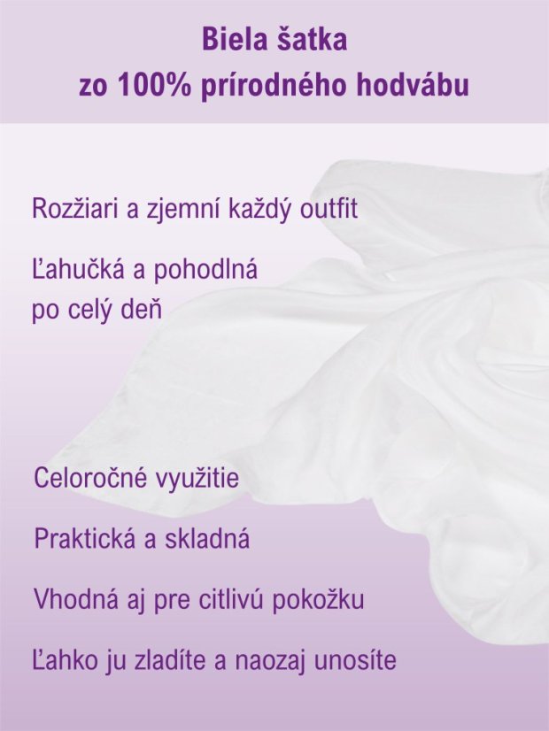 Hodvábna šatka jednofarebná biela