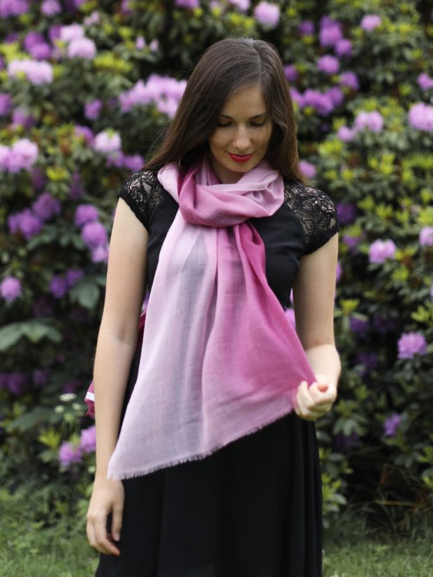 Prstienková pašmína exclusive ombré ružová