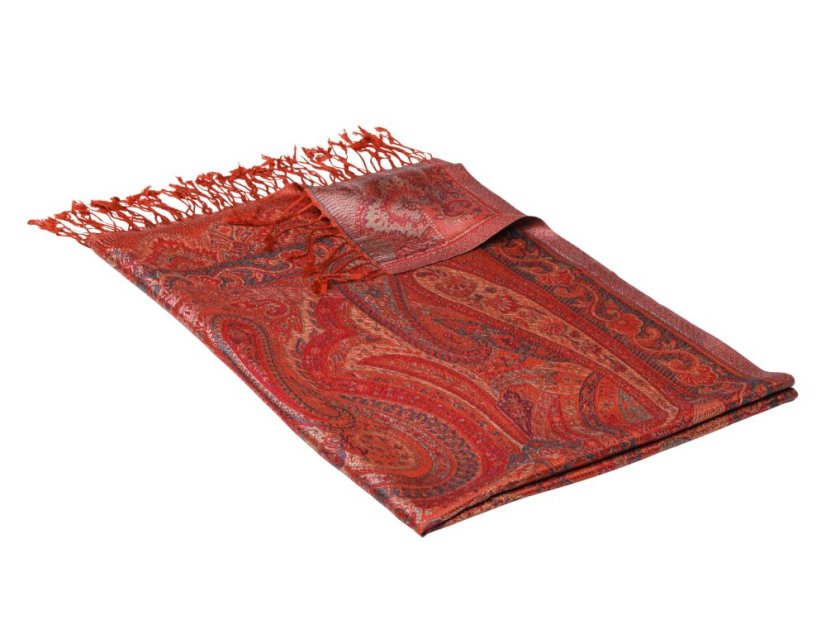 Hodvábny šál Super veľký terakotový s magentou