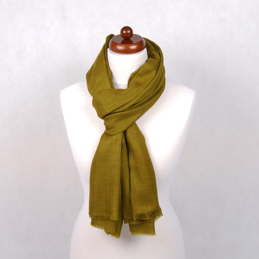 Kašmírska vlnená pašmína Self khaki