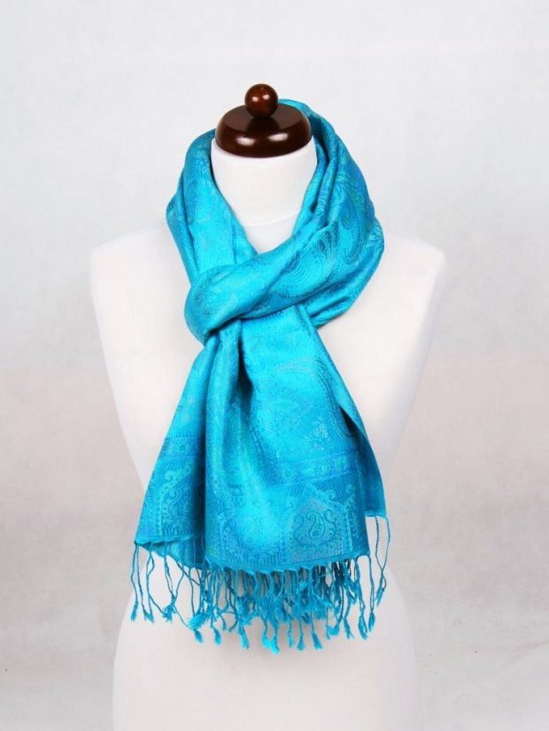 Hedvábná šála Super velká Metok tyrkysová