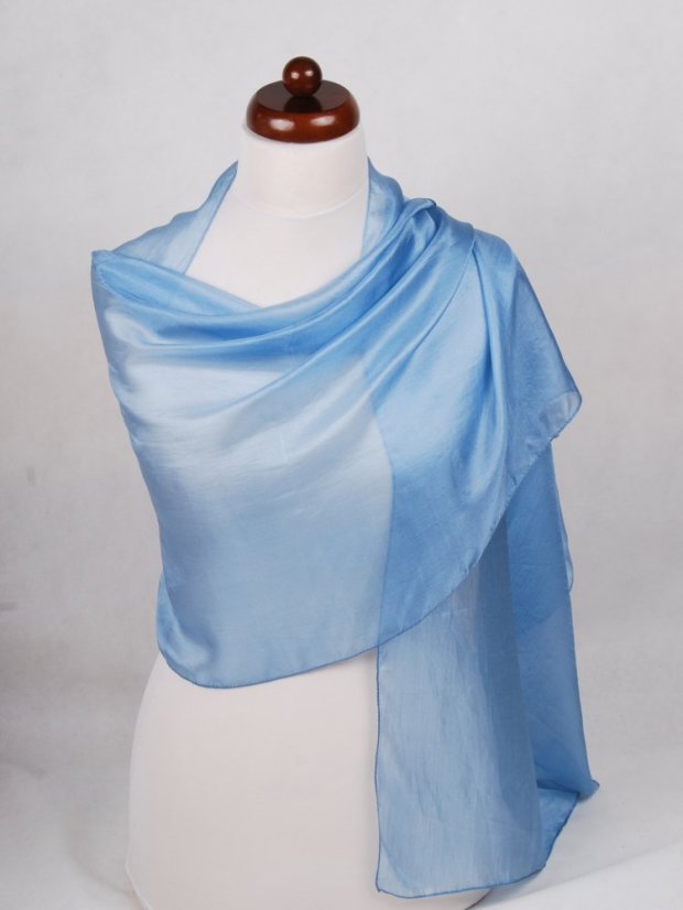 Hedvábná šála jednobarevná světle šedomodrá