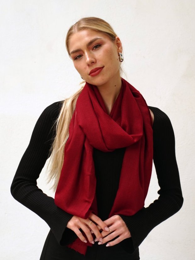 Pashmina-Wollschal Self dunkelrot