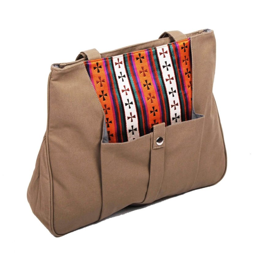 Tibetische Handtasche Tote Samye Druk graubraun