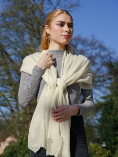 Pashmina-Wollschal Self cremefarben