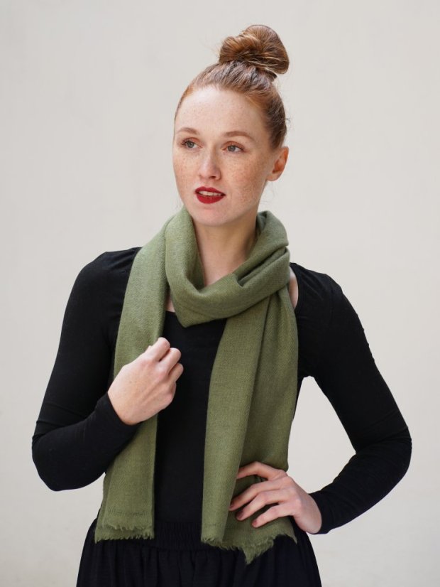 100% Kaschmirschal exklusiv schmal grün