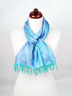 Hedvábná šála z Váránasí světle zeleno-světle fialová